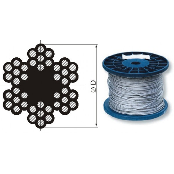 Трос стальной для растяжки АСВ DIN 1,5 мм