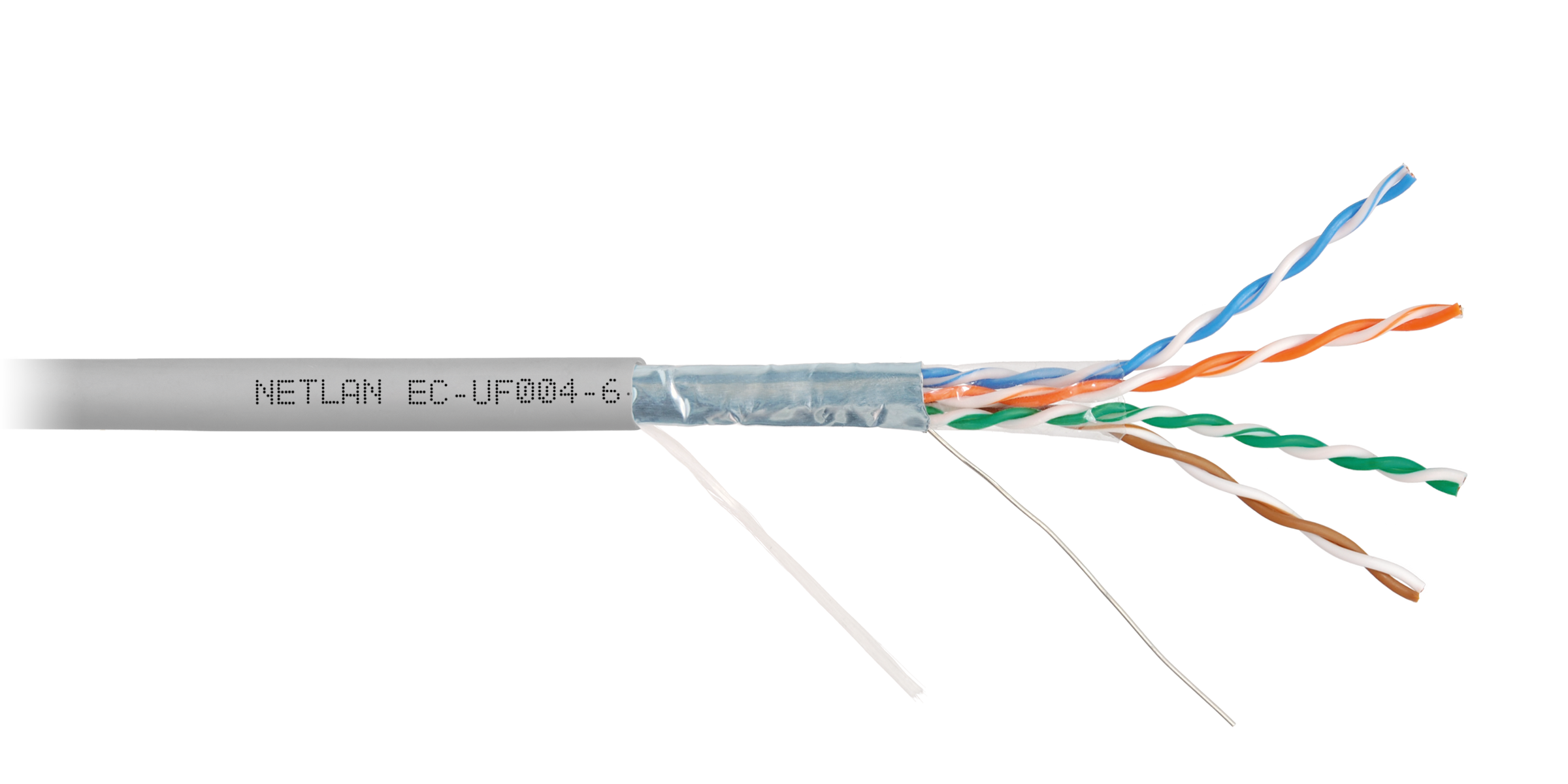 Кабель витая пара NETLAN F/UTP 4 пары, Кат.6, (чистая медь), поливинилхлорид, серый, 305м